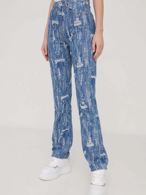 Proste jeansy z wysoką talią Karl Lagerfeld Jeans niebieskie