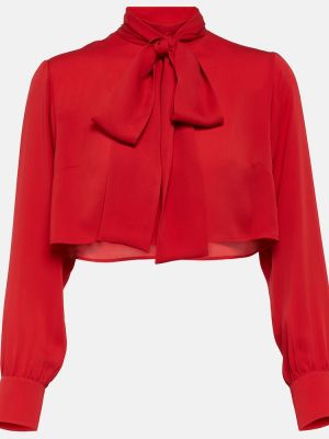 Bluză cu funde de mătase Gucci roșu
