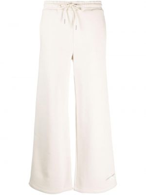 Pantaloni cu picior drept Calvin Klein Jeans alb