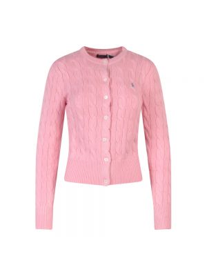 Cardigan ricamata di cotone Polo Ralph Lauren rosa