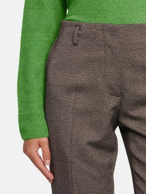 Pantaloni cu picior drept din tweed Dries Van Noten maro
