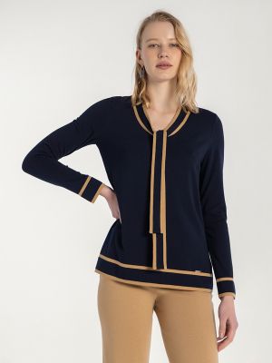 Jersey con lazo manga larga de tela jersey Naulover beige
