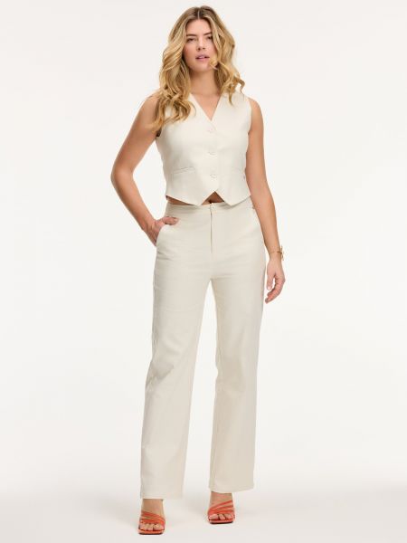 Памучни широки панталони тип „марлен“ Shiwi бяло