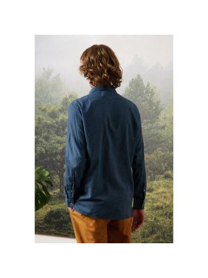 Camisa de cachemir de algodón con estampado de cachemira Massimo Alba azul