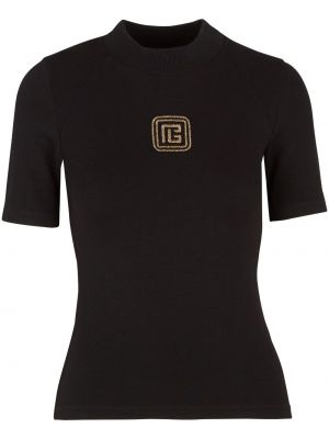 T-shirt ricamato Balmain nero