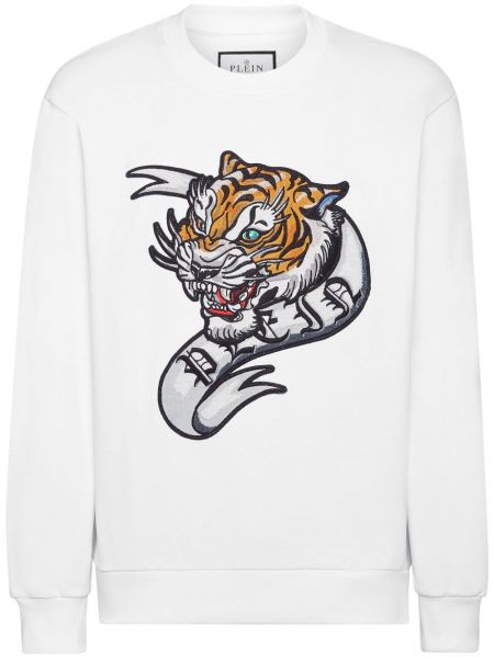 Pamučna dugi sweatshirt s printom Philipp Plein bijela