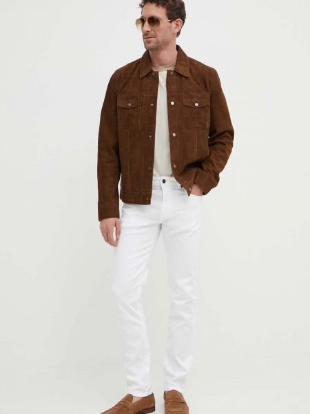Замшевая джинсовая куртка Pepe Jeans коричневая