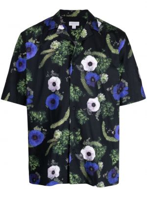 Памучна риза на цветя с принт Sunspel черно