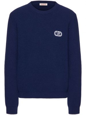 Вълнен пуловер Valentino Garavani синьо