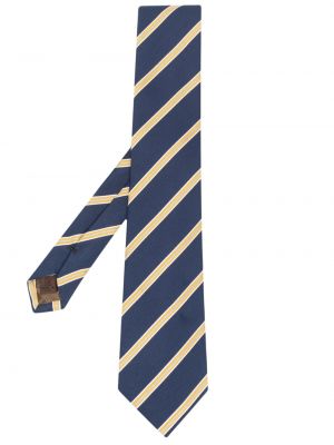 Копринена вратовръзка на райета с принт Church's синьо