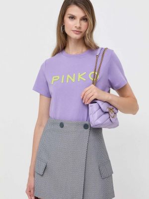 Koszulka bawełniana Pinko fioletowa