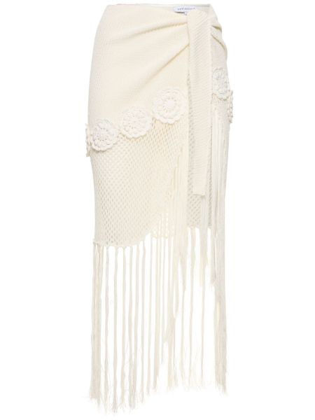 Памучна пола с ресни Weworewhat бяло