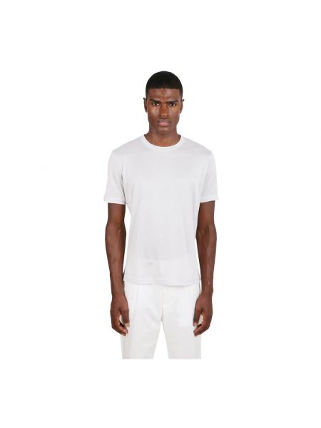 Camiseta de seda de algodón de cuello redondo Eleventy blanco