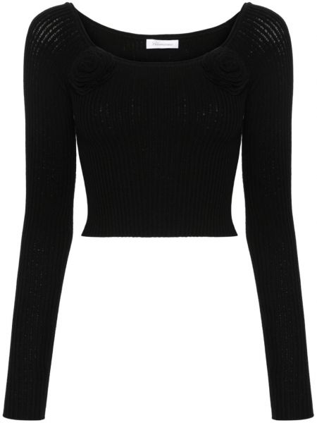 Džemper s cvjetnim printom Blumarine crna
