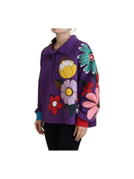 Bluza z kapturem z nadrukiem Dolce And Gabbana fioletowa