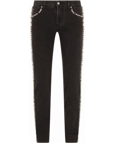 Дънки straight leg с кристали Dolce & Gabbana черно