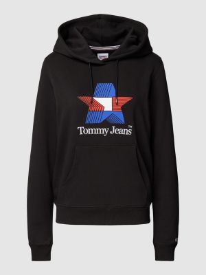 Bluza z kapturem z nadrukiem w gwiazdy Tommy Jeans czarna