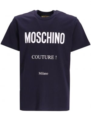 Pamut póló nyomtatás Moschino kék