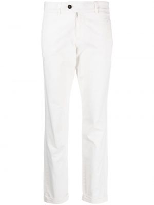 Bavlnené rovné nohavice na gombíky na zips Peuterey - biela