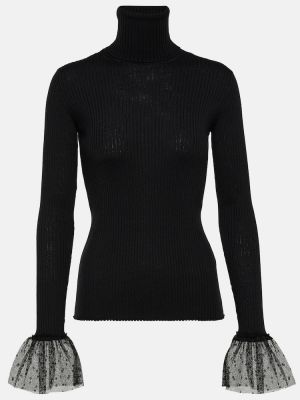 Vilnas džemperis ar augstu apkakli Redvalentino melns