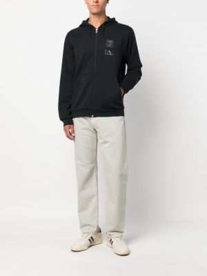 Jacke mit kapuze mit print Ea7 Emporio Armani schwarz