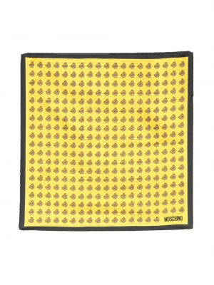 Копринен шал с принт Moschino жълто