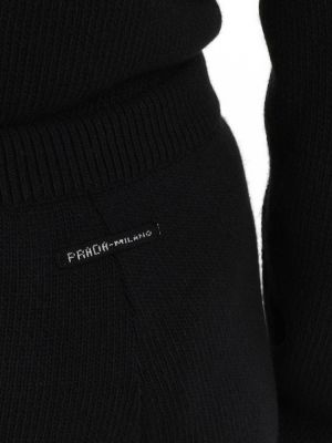 Kašmírové vlněné sportovní kalhoty Prada černé