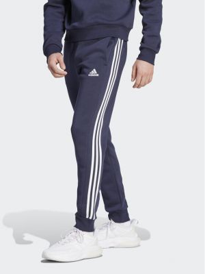Pantaloni sport din fleece cu dungi Adidas albastru