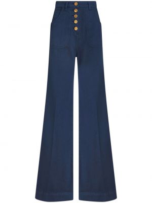 Kõrge vöökohaga alt laienevad teksapüksid Etro sinine