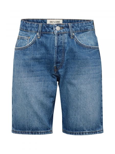 Priliehavé džínsové šortky Only & Sons modrá