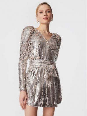 Коктейльное платье с пайетками слим Rotate серебряное