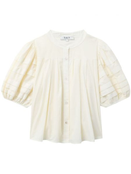 Плисирана памучна блуза Sea бяло