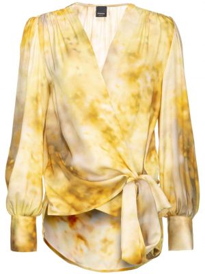 Bluzka z nadrukiem w abstrakcyjne wzory Pinko żółta