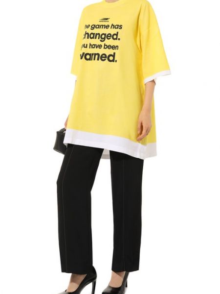 Хлопковая футболка Vetements желтая