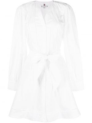 Čipkované bavlnené mini šaty Tommy Hilfiger biela