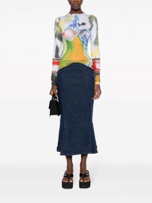 Vlněné džínová sukně Paloma Wool modré