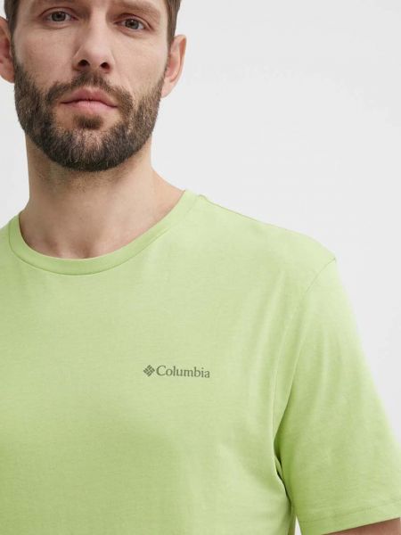 Памучна тениска с дълъг ръкав с принт Columbia зелено