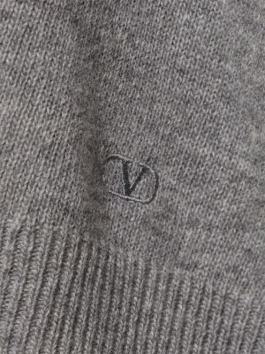 Pull en laine à plumes en tricot Valentino gris