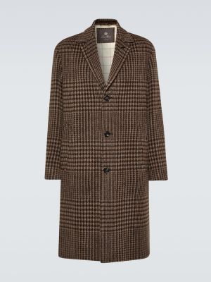 Žakárový kostkovaný kabát Loro Piana hnědý
