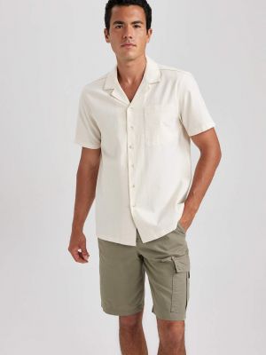 Bavlněná košile s krátkými rukávy Defacto bílá