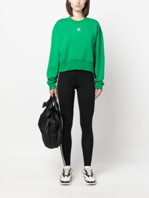 Medvilninis siuvinėtas siuvinėtas džemperis Adidas žalia