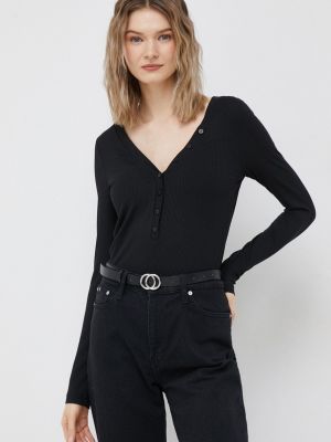 Tričko s dlouhým rukávem s dlouhými rukávy Calvin Klein černé