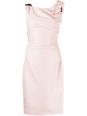 Hedvábné šaty s volány bez rukávů Valentino Pre-owned - růžová
