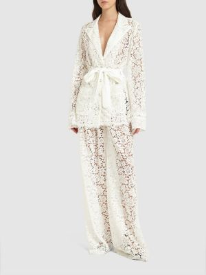 Pantaloni cu croială lejeră din dantelă Dolce & Gabbana alb