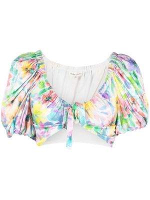 Trykt floral crop top For Love And Lemons blå