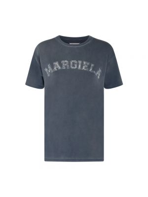 Koszulka bawełniana z nadrukiem Maison Margiela niebieska