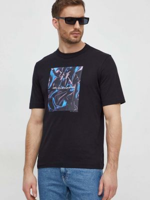 Тениска с дълъг ръкав с принт Sisley черно