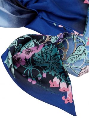 Echarpe en soie à fleurs Ferragamo bleu