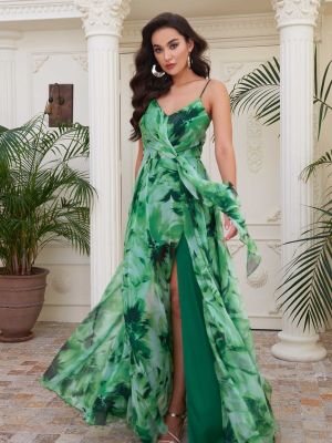 Večerní šaty s potiskem Carmen zelené