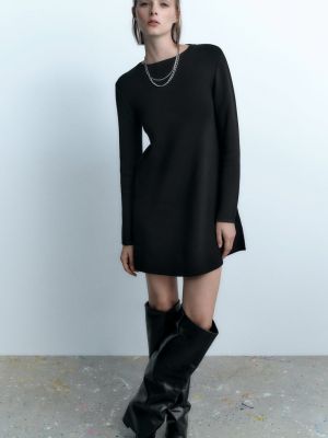 Трикотажное платье мини Zara черное